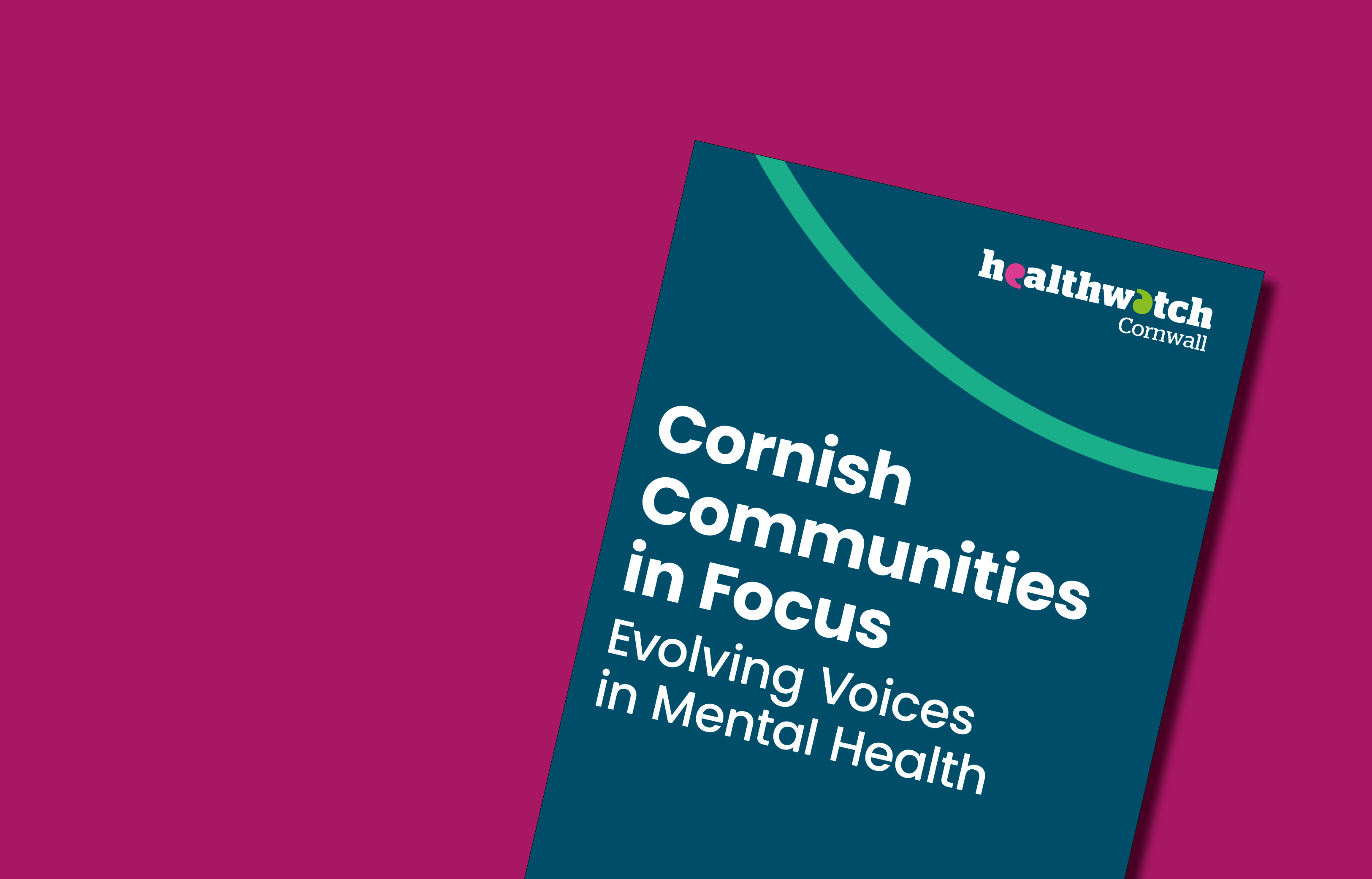 Front cover image of the mental health report reads, Cornish Communities in Focus.