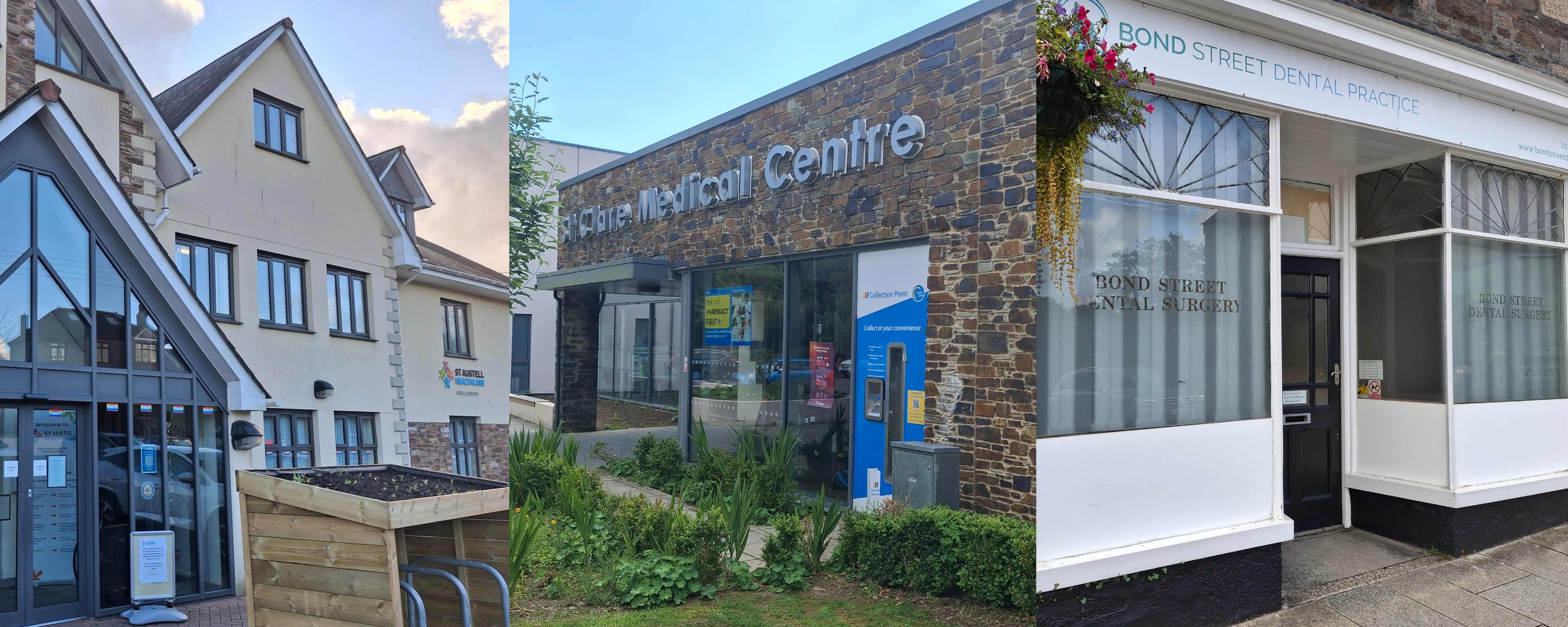 Photo of three surgeries we have visited for Enter and View reports
