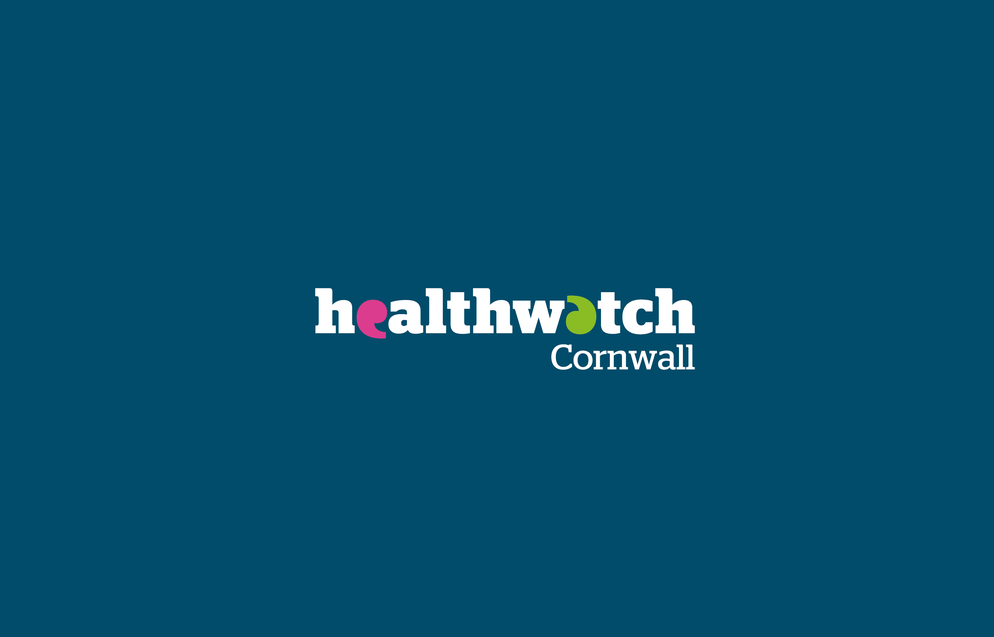 Healthwatch Cornwall logo on blue background 