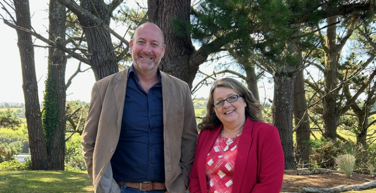Healthwatch Cornwall CEO Debbie Gilbert stands next to MP Perran Moon