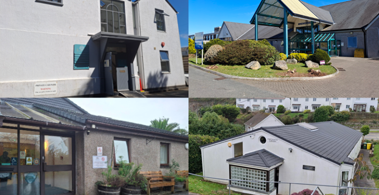Image of the exterior of four GP surgeries in Cornwall