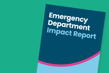 Image of the cover of the enter and view report, it's blue with the title in white text