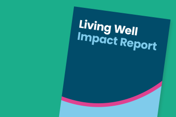 Image of the cover of the enter and view report, it's blue with the title in white text