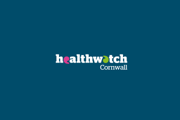 Healthwatch Cornwall logo on blue background 