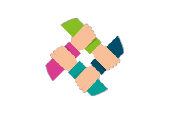 Logo with 4 hands interlocked