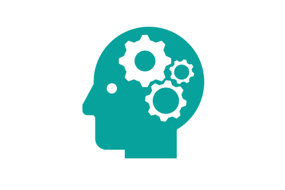 An infographic of a head with cogs within