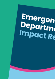 Image of the cover of the enter and view report, it's blue with the title in white text